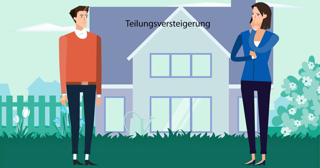 geschiedenes Ex-Paar steht vor Haus und grübelt, was mit der gemeinsamen Immobilie passieren soll