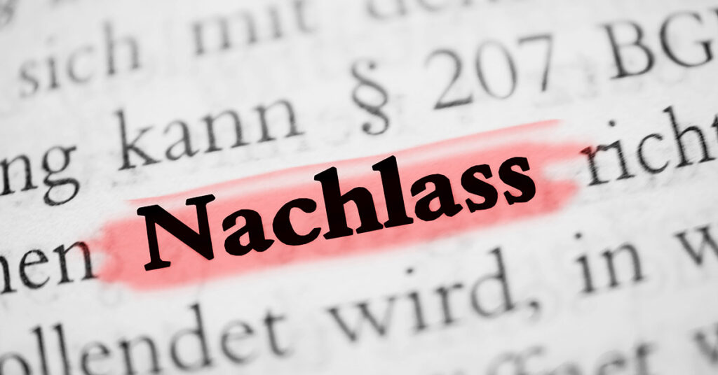 Textausschnitt auf Deutsch aus einem Buch | Nachlassverzeichnis